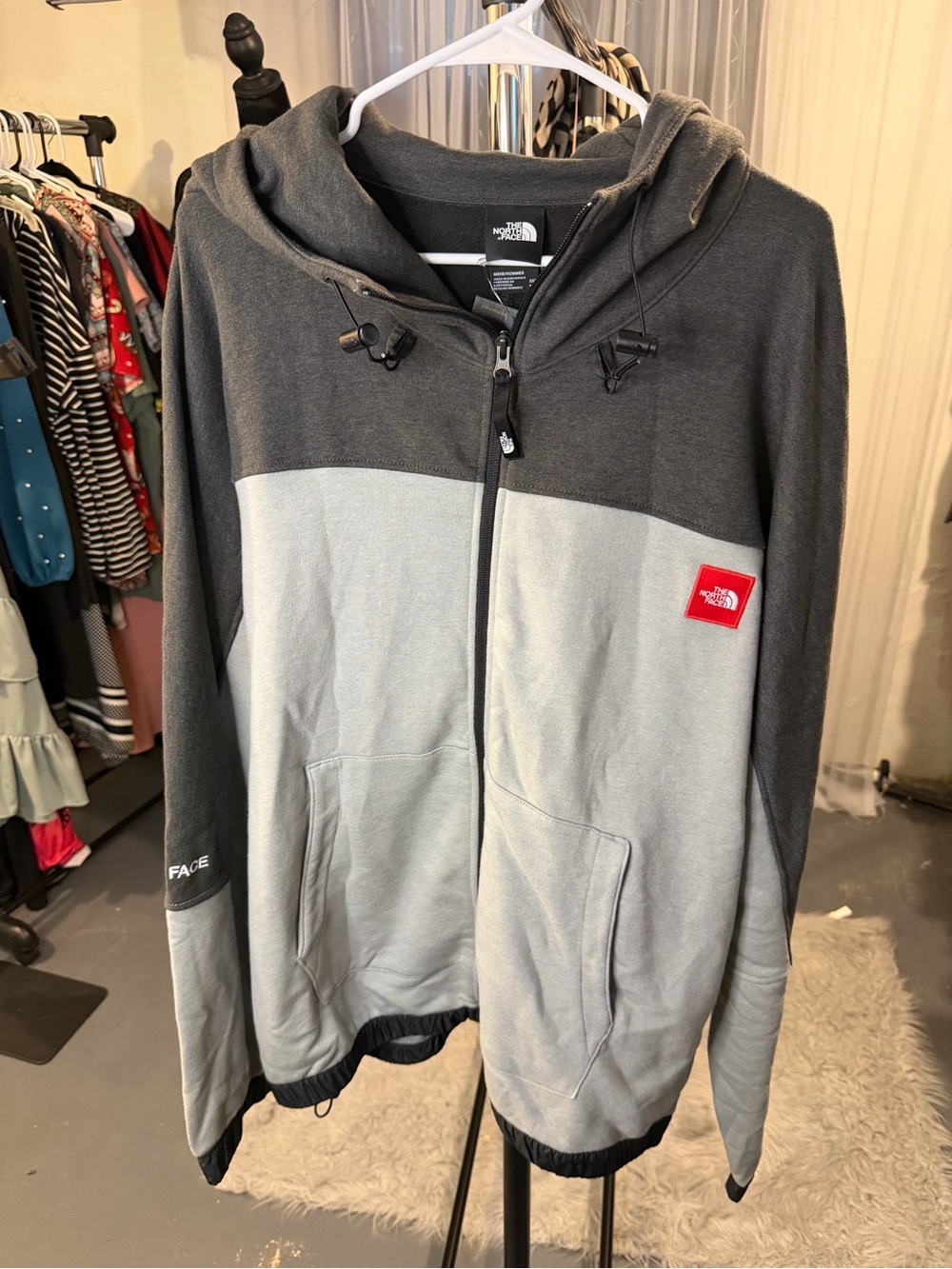 XXL The North Face Men's Two-Tone Gray Zip-Up Hoodie Jacket